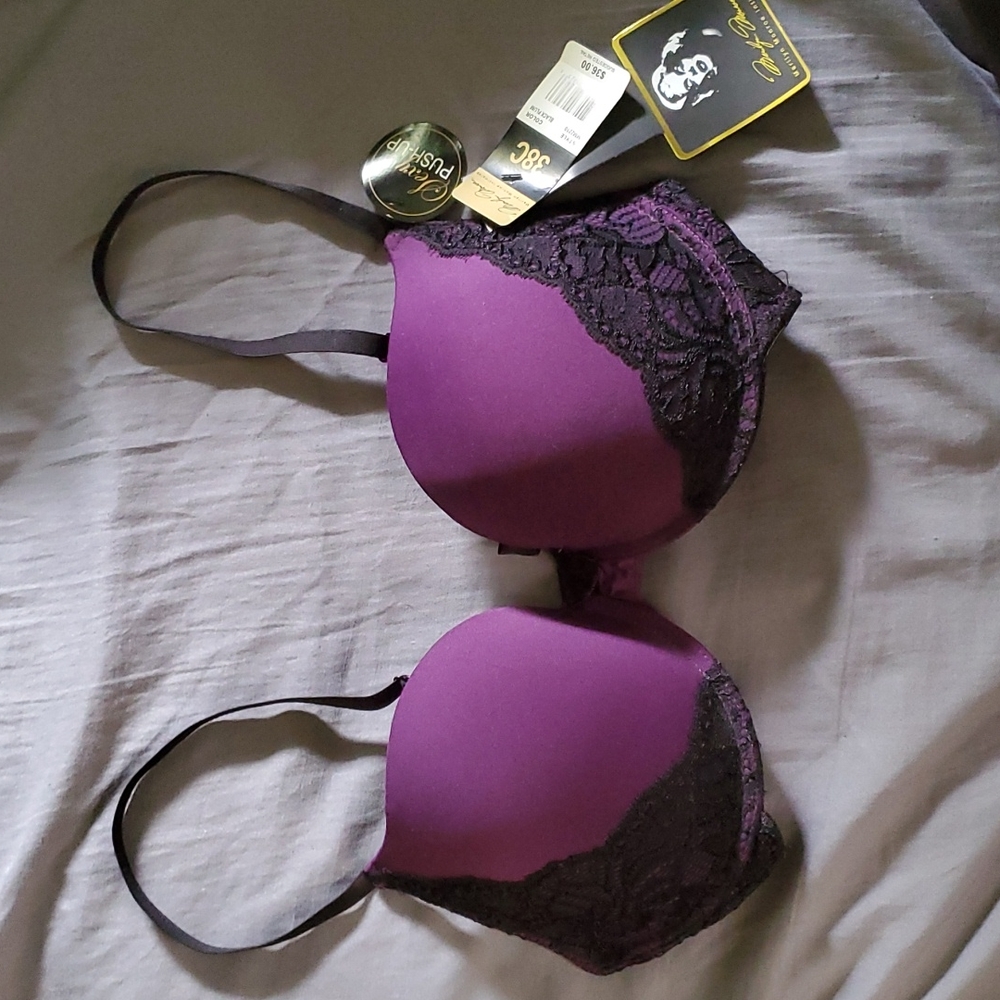 Plum & Black Lace 38C Push-Up Bra